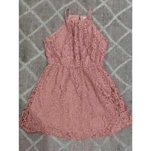 SOLD Mauve Lace Halter Dress
